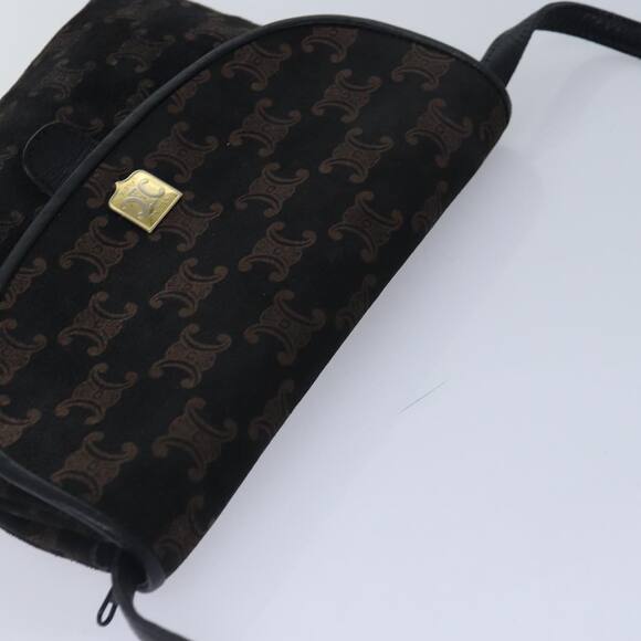 CELINE Macadam Canvas Shoulder Bag Gold Black - Picture 6 of 13